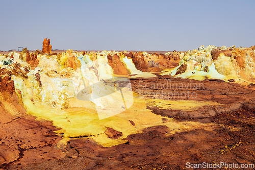 Image of Moonscape of Dallol Lake, Danakil depression geological landscape Ethiopia