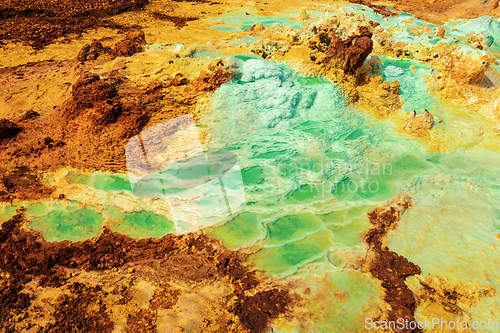 Image of Moonscape of Dallol Lake, Danakil depression geological landscape Ethiopia