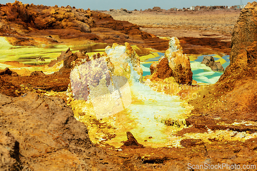 Image of Moonscape of Dallol Lake, Danakil depression geological landscape Ethiopia