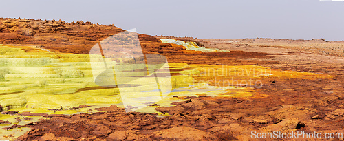 Image of Moonscape of Dallol Lake, Danakil depression geological landscape Ethiopia