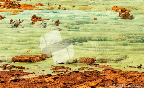 Image of Moonscape of Dallol Lake, Danakil depression geological landscape Ethiopia