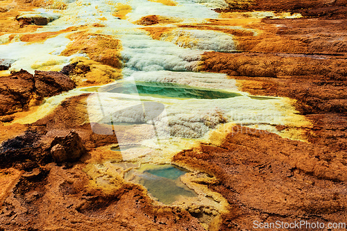 Image of Moonscape of Dallol Lake, Danakil depression geological landscape Ethiopia