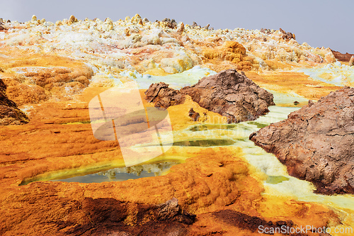 Image of Moonscape of Dallol Lake, Danakil depression geological landscape Ethiopia