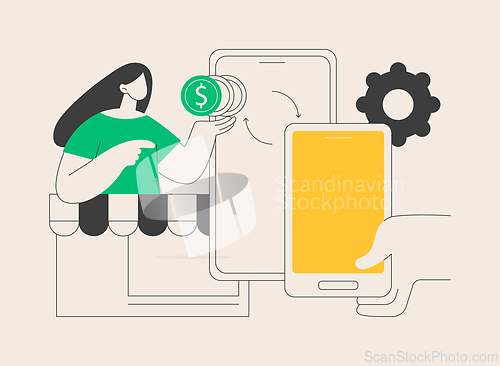 Image of Mobile device trade-in abstract concept vector illustration.