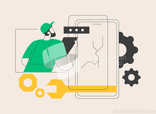 Image of Smartphone repair abstract concept vector illustration.