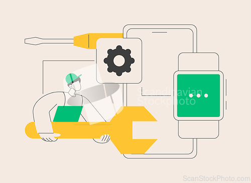 Image of Mobile device repair abstract concept vector illustration.