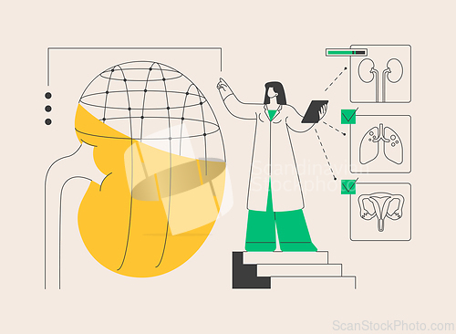 Image of AI use in healthcare abstract concept vector illustration.