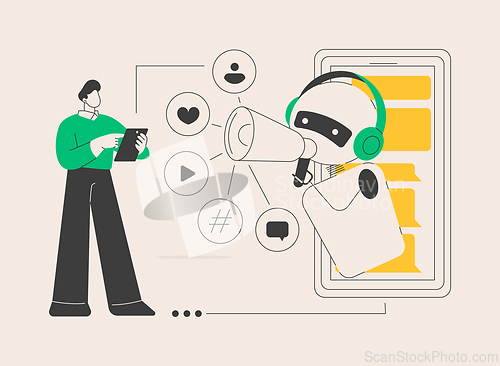 Image of Artificial intelligence in social media abstract concept vector illustration.
