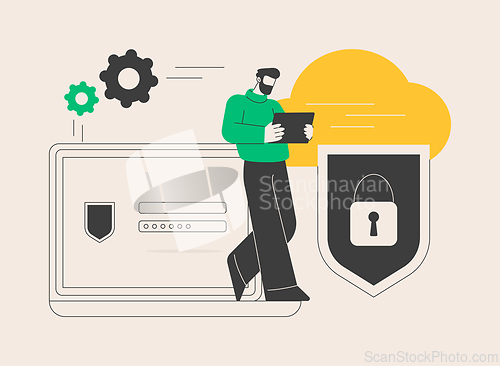 Image of Cloud computing security abstract concept vector illustration.