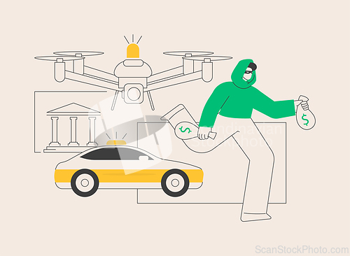 Image of Law enforcement drones abstract concept vector illustration.