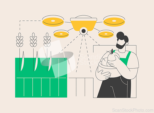 Image of Agriculture drone use abstract concept vector illustration.