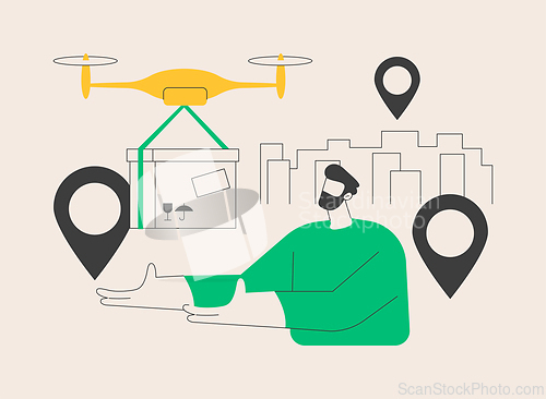 Image of Drone delivery abstract concept vector illustration.