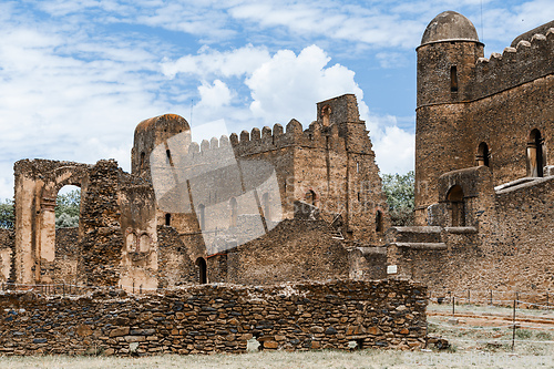 Image of Royal Fasil Ghebbi palace, castle in Gondar, Ethiopia, cultural Heritage architecture