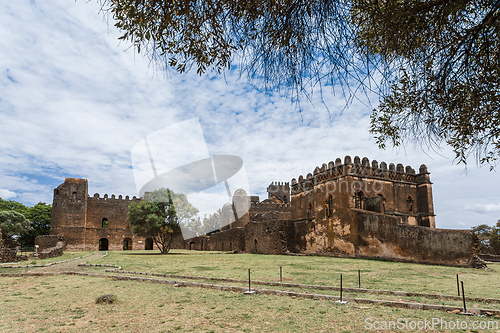 Image of Royal Fasil Ghebbi palace, castle in Gondar, Ethiopia, cultural Heritage architecture