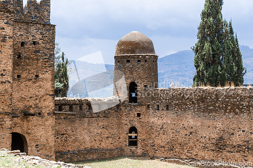 Image of Royal Fasil Ghebbi palace, castle in Gondar, Ethiopia, cultural Heritage architecture