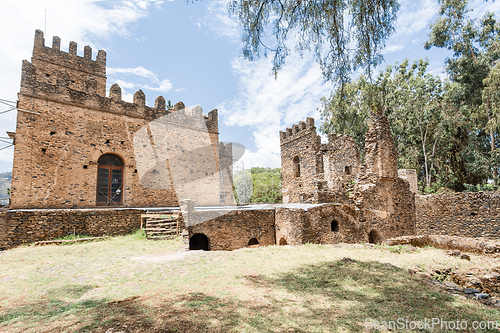 Image of Royal Fasil Ghebbi palace, castle in Gondar, Ethiopia, cultural Heritage architecture