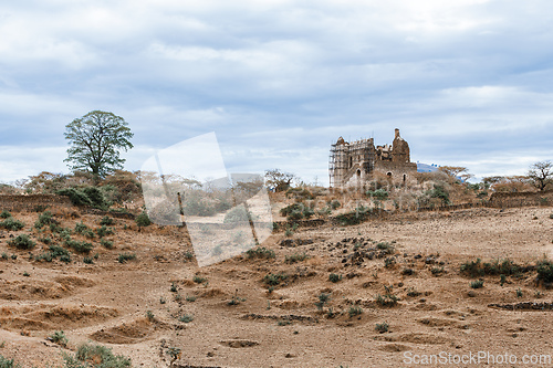 Image of Ruins of Guzara royal palace, Gondar Ethiopia, African heritage architecture
