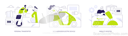 Image of Personal electric transport abstract concept vector illustrations.