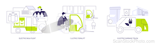 Image of Industrial electric vehicles abstract concept vector illustrations.