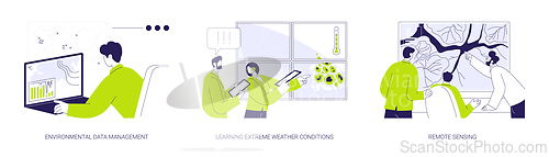 Image of Climate change analyst abstract concept vector illustrations.