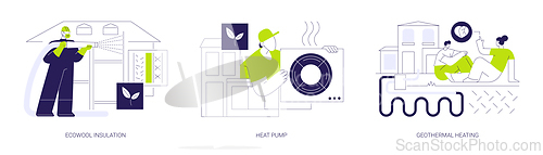Image of Sustainable construction abstract concept vector illustrations.