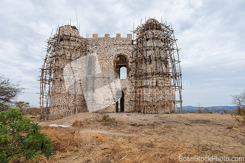 Image of Ruins of Guzara royal palace, Gondar Ethiopia, African heritage architecture