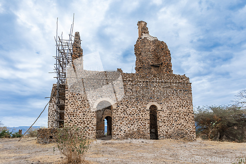 Image of Ruins of Guzara royal palace, Gondar Ethiopia, African heritage architecture