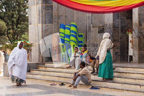 Image of Orthodox believers in Aksum, Ethiopia Africa