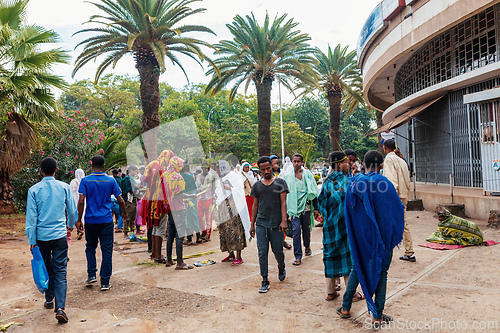 Image of Celebrating Easter in Bahir Dar, Ethiopia. People fill the streets, reflecting the cultural traditions of the occasion.