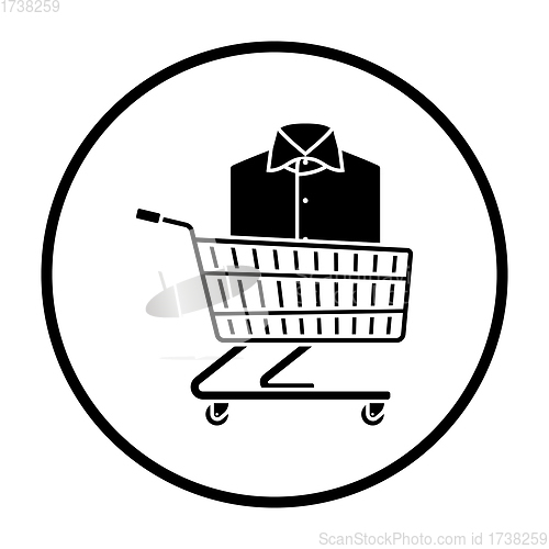 Image of Shopping Cart With Clothes (Shirt) Icon