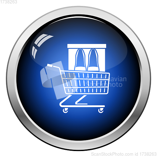 Image of Shopping Cart With Shoes In Box Icon