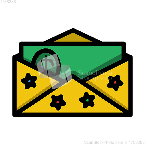 Image of Birthday Gift Envelop Icon With Money