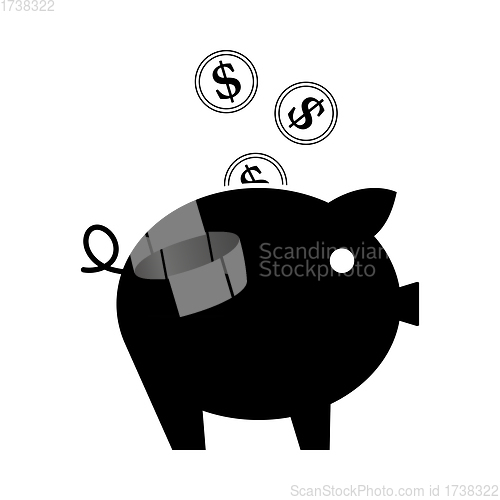 Image of Golden Coins Fall In Piggy Bank Icon