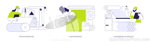 Image of Textile finishing processes abstract concept vector illustrations.
