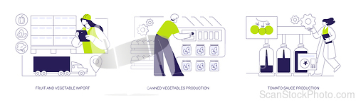 Image of Farm products processing abstract concept vector illustrations.