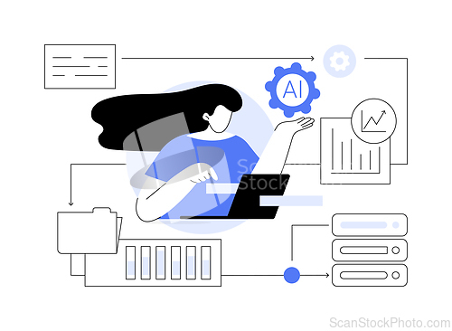 Image of AI-Optimized Data Management Solutions abstract concept vector illustration.