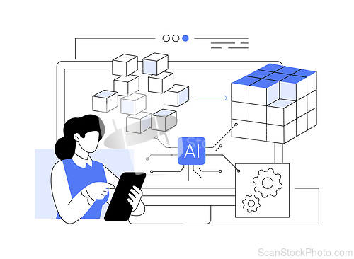Image of AI-Driven Data Transformation abstract concept vector illustration.
