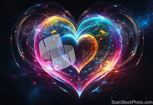 Image of Abstract cosmic heart on a space background