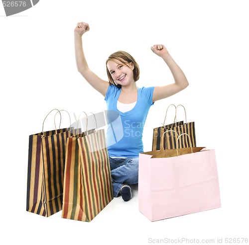 Image of Teenage girl with shopping bags