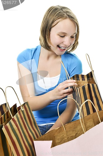 Image of Teenage girl with shopping bags