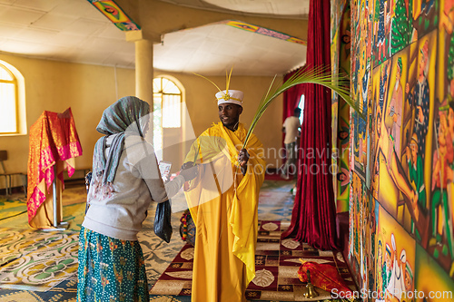 Image of Orthodox monk lake Tana, Bahir Dar Ethiopia