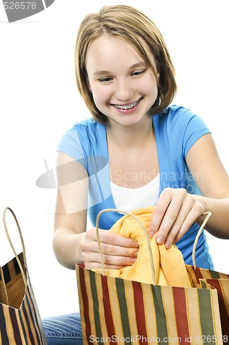 Image of Teenage girl with shopping bags