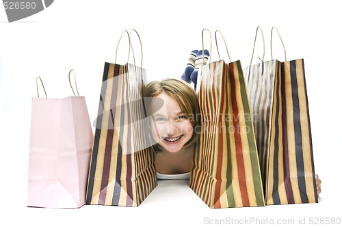 Image of Teenage girl with shopping bags