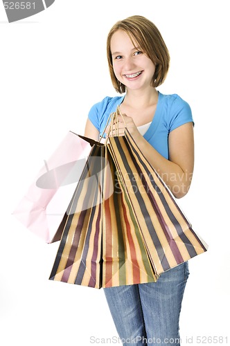 Image of Teenage girl with shopping bags