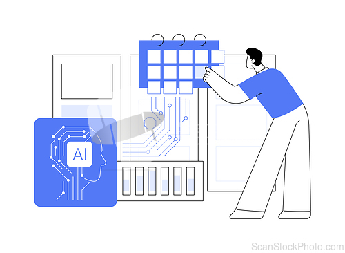 Image of AI-Driven Employee Scheduling abstract concept vector illustration.