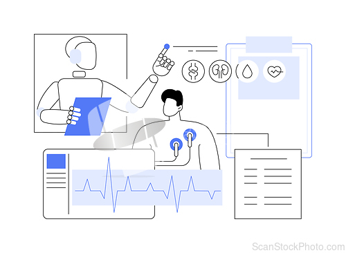 Image of AI-Analyzed Patient Health Monitoring abstract concept vector illustration.