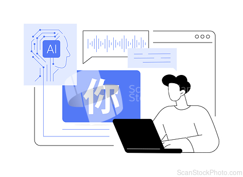 Image of AI-Backed Language Translation abstract concept vector illustration.