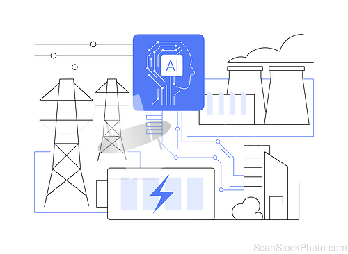 Image of AI-Enhanced Energy Grid Management abstract concept vector illustration.