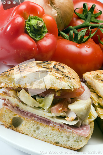 Image of gourmet ham italian sandwich