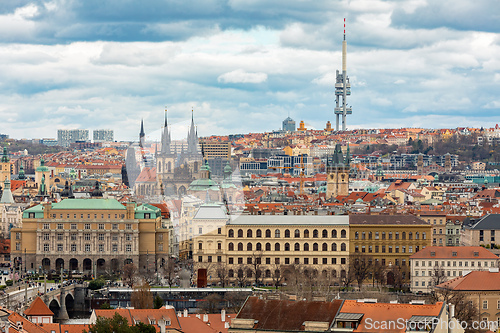 Image of Panorama of old historic town Prague, in Czech Praha, Central Bohemia, Czech Republic